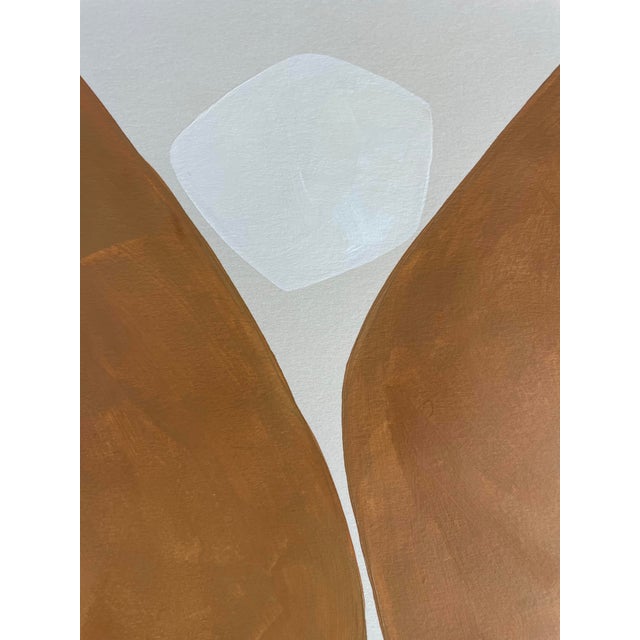 Abstract minimalist acrylic painting on French hand crafted cotton paper. Framed in gold frame. All works on paper are...