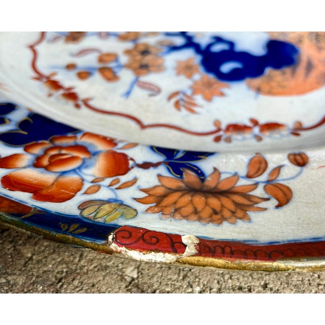 Antique Minton Oriental Japan Large Ironstone Serving Platter For Sale - Image 9 of 12