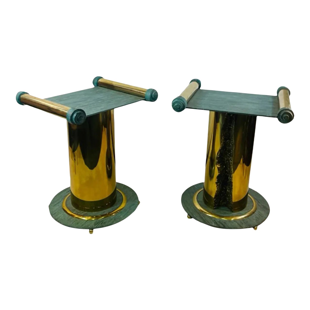 1980s Post Modern Brutalist Column Pedestal Tables - A Pair | Chairish