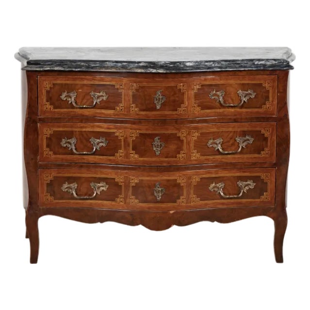A Louis XV-Style Marble-Top Commode Dresser With Exquisite Greek Key ...