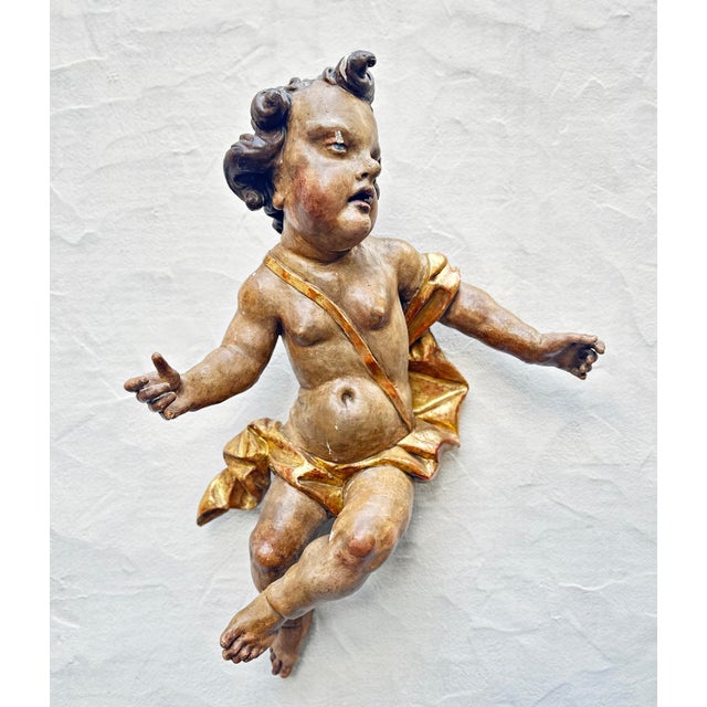 Large Putto, Southern Germany, Tyrol, 1750, Carved Wood, Painted For Sale - Image 14 of 14