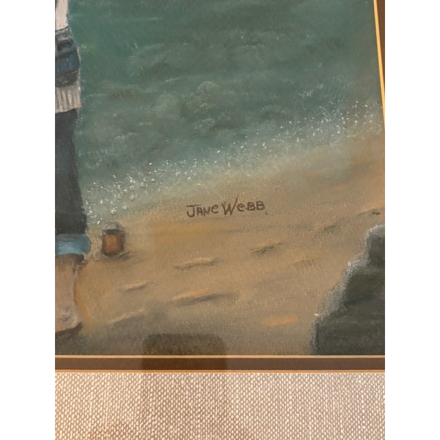 Late 20th Century Coastal Oil Pastel, Signed and Dated For Sale - Image 4 of 15
