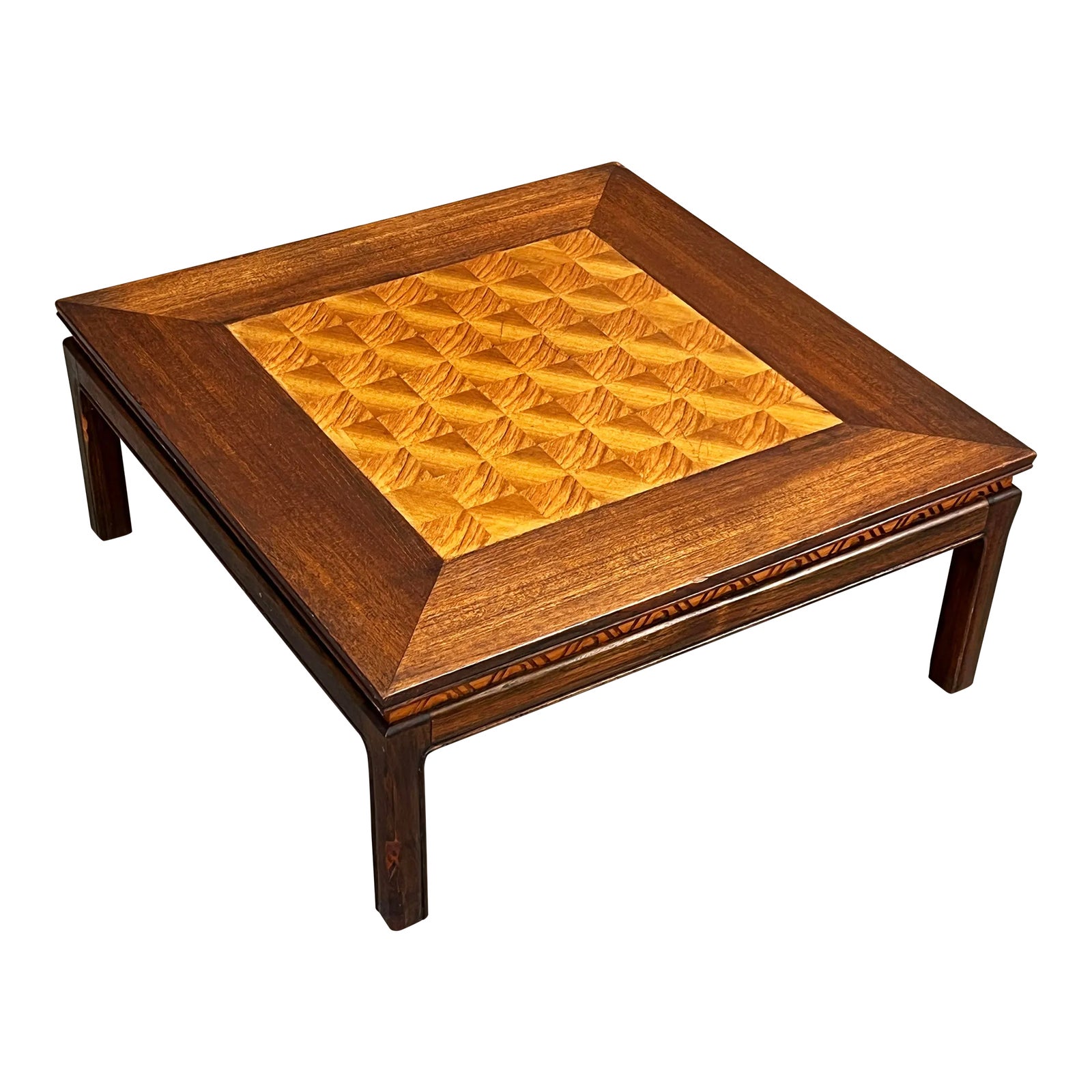 Vintage 1940's Chinese Low Table With Inlaid Chess Game Board