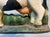 Folk Art Cast Iron Holstein Cow Doorstop Folk Art Farmhouse Vintage Chippy Paint Signed For Sale - Image 3 of 8