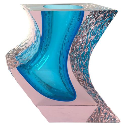 Murano Glass Sculptural Vase in Light Blue and Purple from Alessandro Mandruzzato, 1960s For Sale - Image 12 of 12