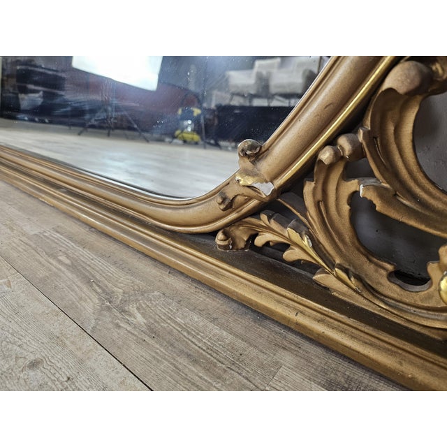 Large Vintage Mirror in Gold-Lacquered Wood, 1960 For Sale - Image 12 of 15