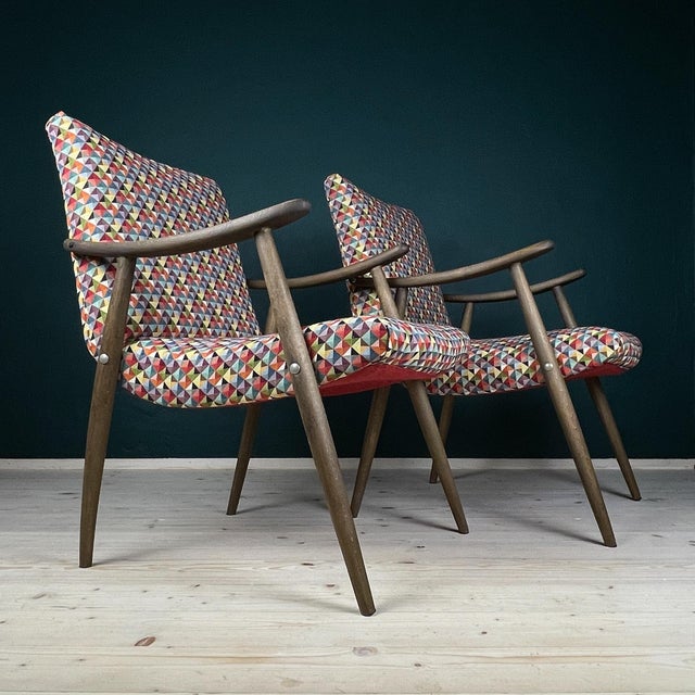 Wood Mid-Century Bobi Armchair from Meblo, Former Yugoslavia, 1960s, Set of 2 For Sale - Image 7 of 18