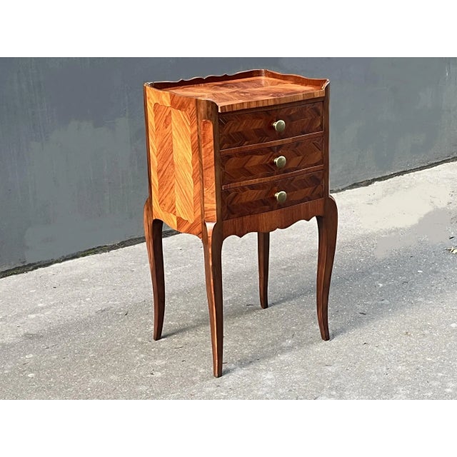 1900 - 1909 1900-1909 French Antique Shabby Louis XV Style Side Table Nightstand For Sale - Image 5 of 9