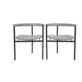 Set of Armchairs in Leather by Enrico Pellizzoni For Sale