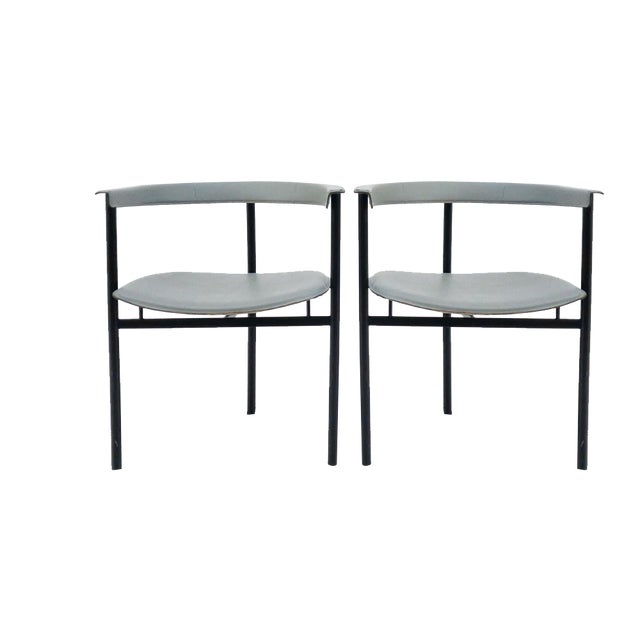 Set of Armchairs in Leather by Enrico Pellizzoni For Sale