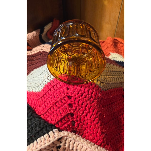 Vintage Candlelight Lamp Amber Glass For Sale - Image 4 of 8