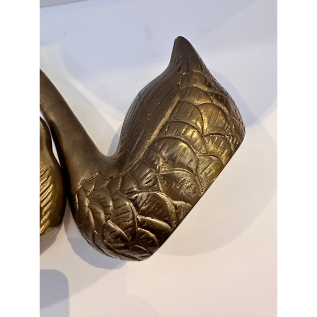 1960s Vintage Brass Swans- Set of 2 For Sale - Image 5 of 6