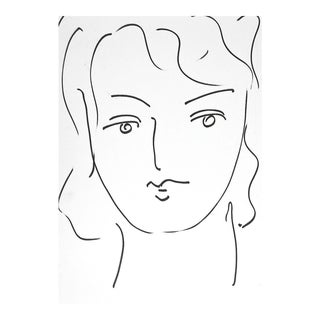 Vintage Late 20th Century Portrait Sketch Drawing For Sale