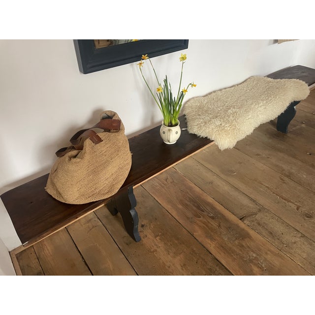 Wood Antique Bench in Oak, 1890s For Sale - Image 7 of 13