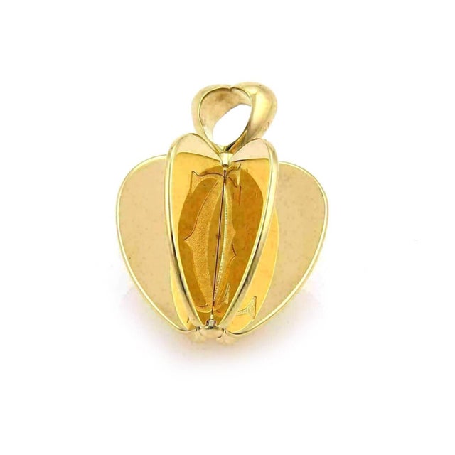 Cartier Cartier 6 Parts Double C Reflective 18k Yellow Gold Apple Charm Pendant For Sale - Image 4 of 6