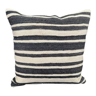 Turkish Hemp Pillow Cushion Natural Beige Black Cushion Cover 20"x20" For Sale