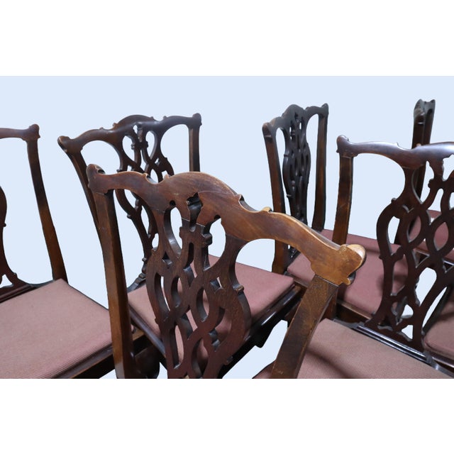 Wood Ten Chippendale Style Clawfoot 19th Century Dining Chairs For Sale - Image 7 of 16