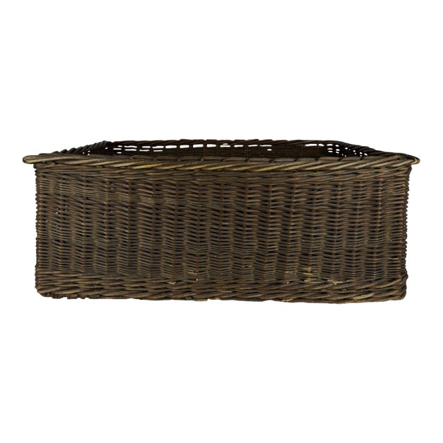 Large Antique French Woven Willow Storage Basket For Sale