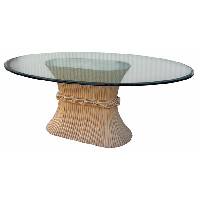 Vintage McGuire Furniture Co Glass Top Horse Track Dining Table For Sale In Los Angeles - Image 6 of 7