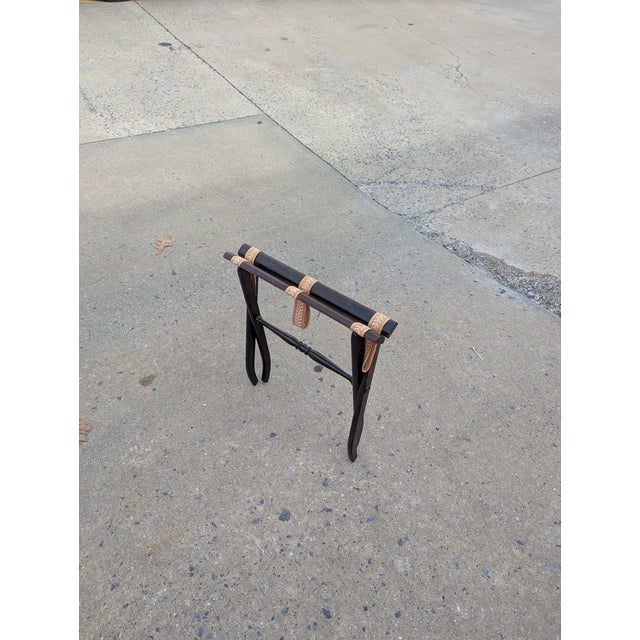 Wood Vintage Dark Brown Luggage Rack For Sale - Image 7 of 7