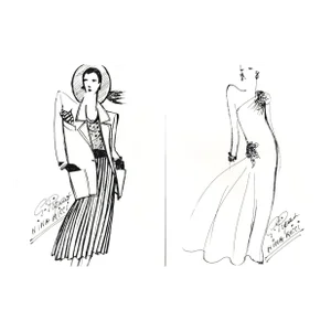 1984-Set of 2-French Couture Fashion Design Drawings-Nina Ricci, Documentation