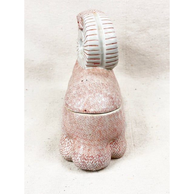 Late 20th Century Vintage Bombay Company Chinoiserie Ceramic Aries Ram Lidded Vessel For Sale - Image 5 of 10