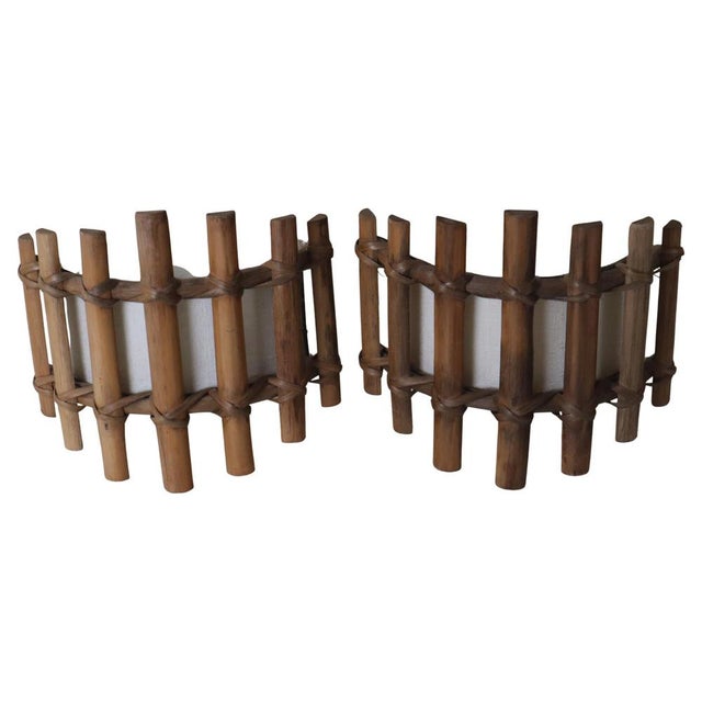 Antique Bamboo Wall Sconces in the style of Louis Sognot, 1960s, Set of 2 For Sale - Image 16 of 16