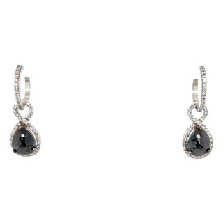 3.53 Carat Black Diamond White Diamond White Gold Dangle Earrings, A Pair For Sale