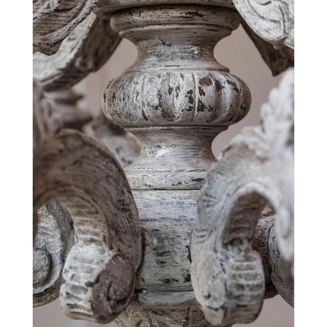 20th Century French Carved and Painted Wood Twelve-Light Chandelier For Sale - Image 15 of 18