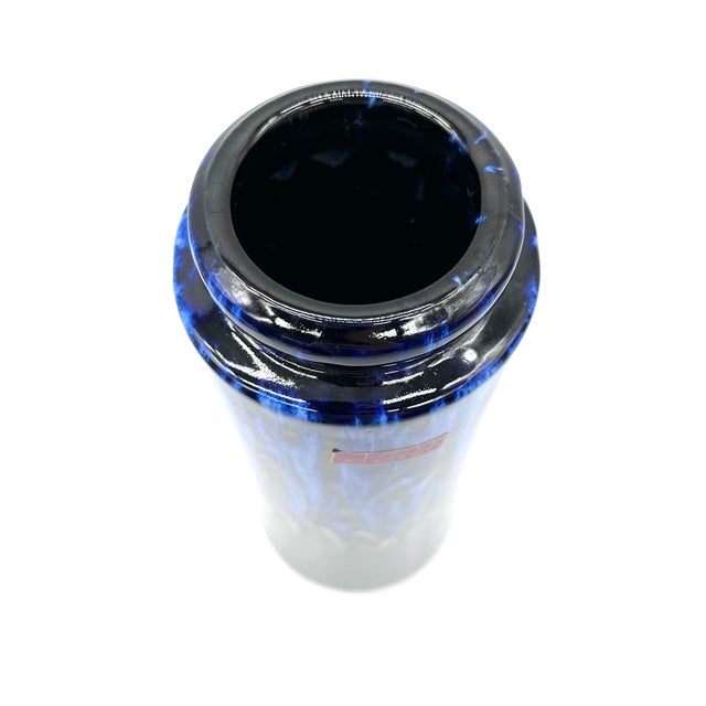 Ceramic Fat Lava Vase with Blue-Black Color Gradient from Scheurich, West Germany For Sale - Image 9 of 12