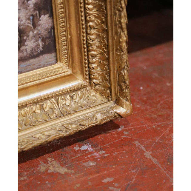 Pair of 19th Century French Barbizon Pendants Landscape Paintings in Gilt Frames For Sale - Image 13 of 14