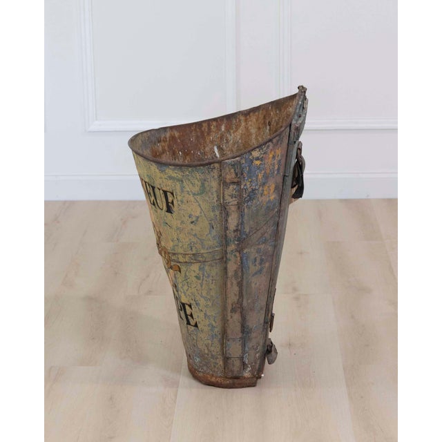 French Painted Grape-Picking Hod, Iron, Circa 1900, Rustic Decor For Sale In Atlanta - Image 6 of 9