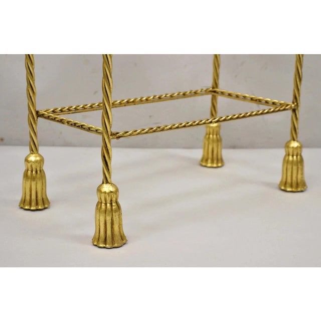 Mid 20th Century Italian Hollywood Regency Gold Gilt Iron 3 Tier Shelf Small Display Stand (B) For Sale - Image 4 of 10
