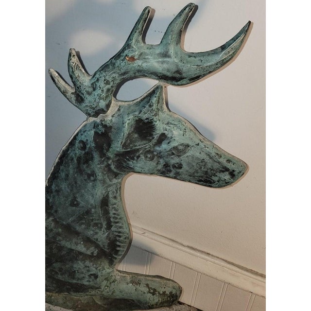20th Century Full Body Copper Deer Weather Vane Mounted For Sale - Image 9 of 9