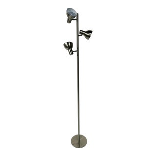 Modern Three Light Adjustable Chrome Floor Lamp For Sale