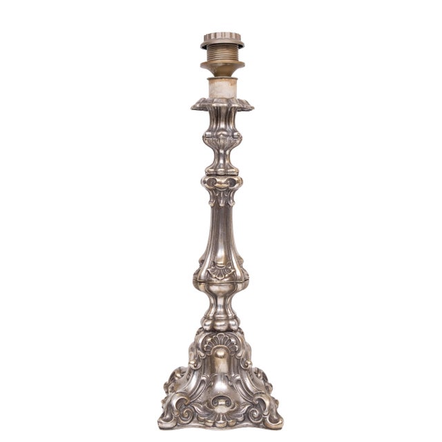 Rococo Silver Plated Table Lamps, 1920s, Set of 2 For Sale - Image 7 of 14