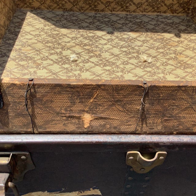 1920's Antique Steamer Trunk For Sale - Image 6 of 11