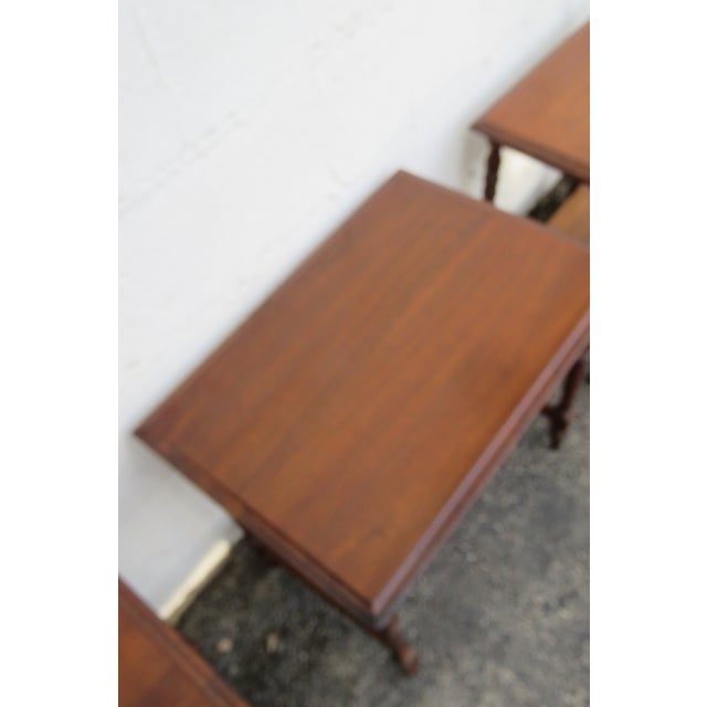 Wood Early 1900s Mahogany Nesting Side End Tables Set of Three 6225 For Sale - Image 7 of 18