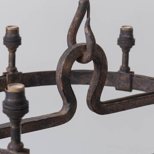 1950s Wrought Iron Rooster Chandelier by Jean Touret for Atelier Marolles For Sale - Image 11 of 14