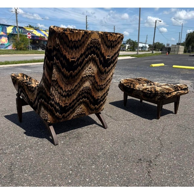 Mid Century Castro Convertible Tufted Lounge Chair & Otto For Sale - Image 4 of 11