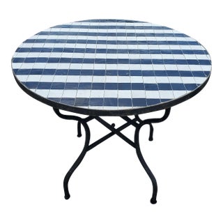 36" Black & White Moroccan Mosaic Table For Sale