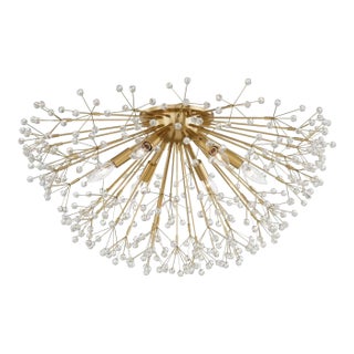 Hudson Valley Lighting Dunkirk 6 Light 30 Inch Aged Brass Semi Flush Ceiling Light For Sale