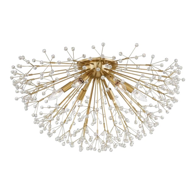 Hudson Valley Lighting Dunkirk 6 Light 30 Inch Aged Brass Semi Flush Ceiling Light For Sale