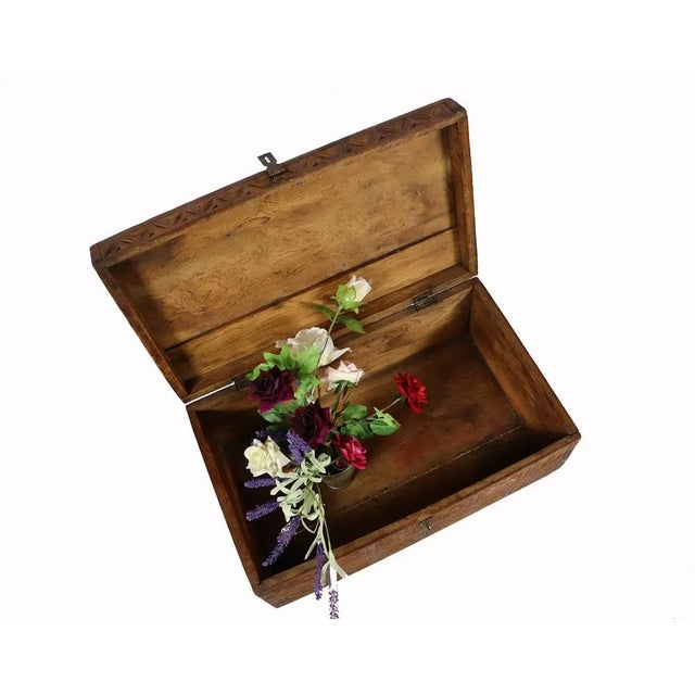 Wood Antique Cedar Wood Treasure Dowry Chest Box, Nuristan, Afghanistan, 1920s For Sale - Image 7 of 12