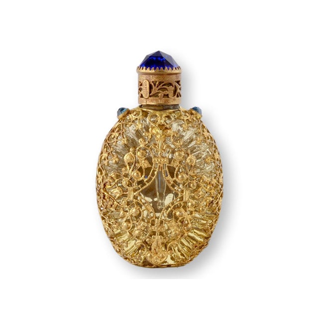 Mid-Century Modern Midcentury Ormolu Jeweled Scent Bottle For Sale - Image 3 of 3