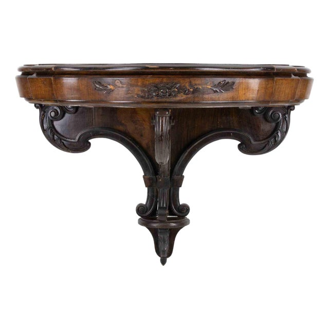 Antique Wood Wall Console Table, Italy, 19th Century For Sale