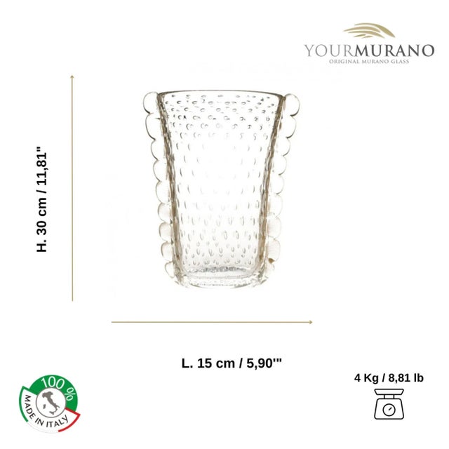 Decorative vase with gold leaf on crystal. Made in Murano by glass masters, it is ideal for furnishing any classic or...