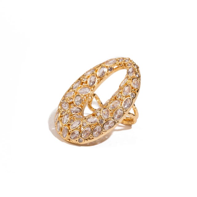 Early 21st Century Celestial Radiance Swarovski Crystal Chunky Adjustable Ring, Size 4 For Sale - Image 5 of 8