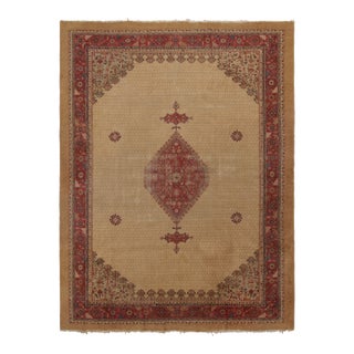 Antique Persian Serapi Rug in Brown With Red Geometric Medallion - Rug & Kilim For Sale