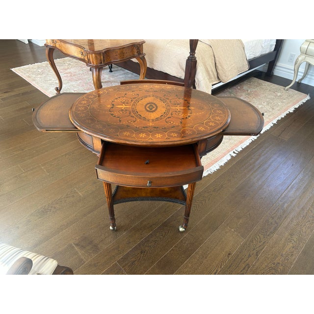 Late 20th Century Late 20th Century Marquetry Inlaid Center Table For Sale - Image 5 of 6